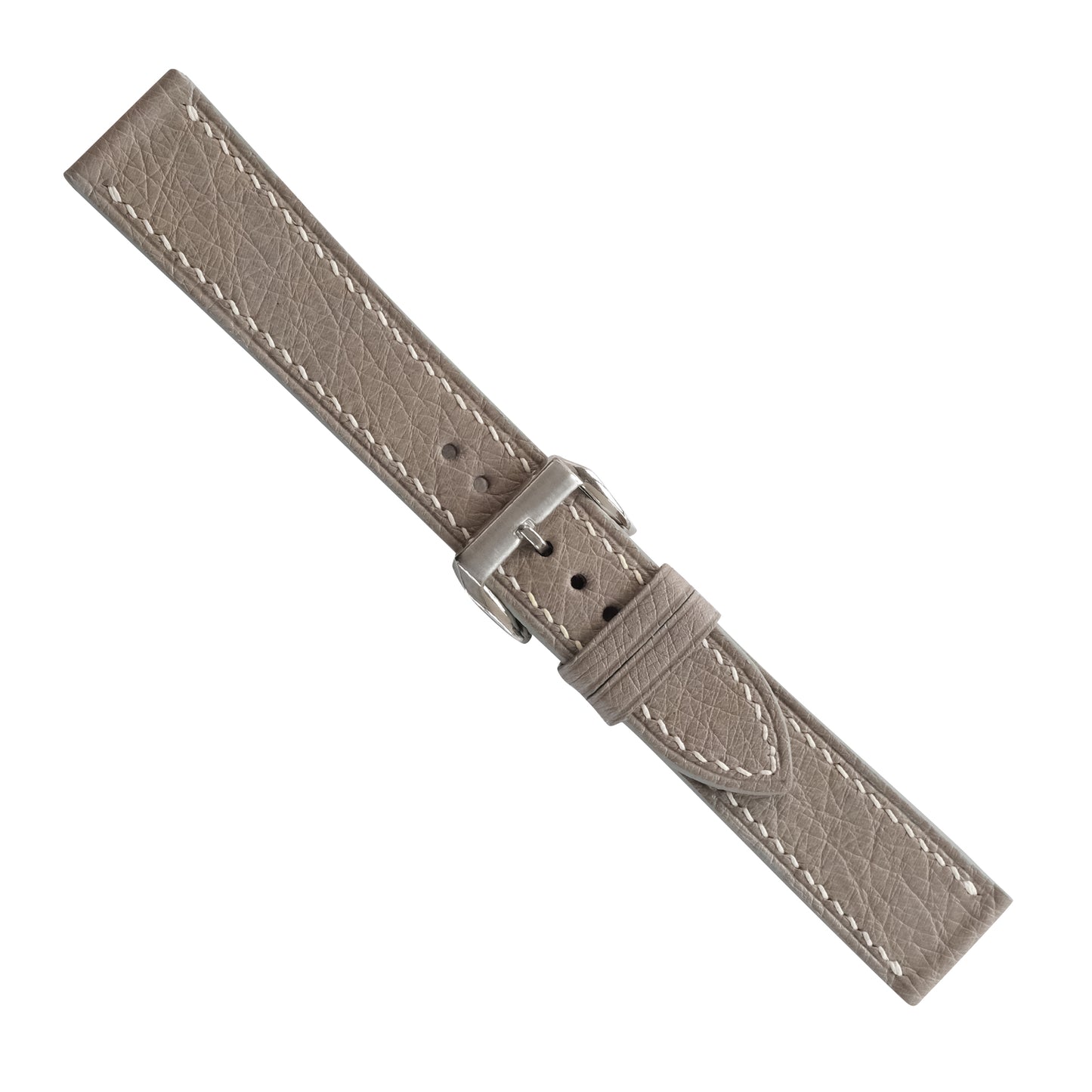 Flat Taupe Gray Smooth Ostrich Leather Watch Strap