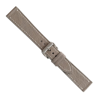 Flat Taupe Gray Smooth Ostrich Leather Watch Strap