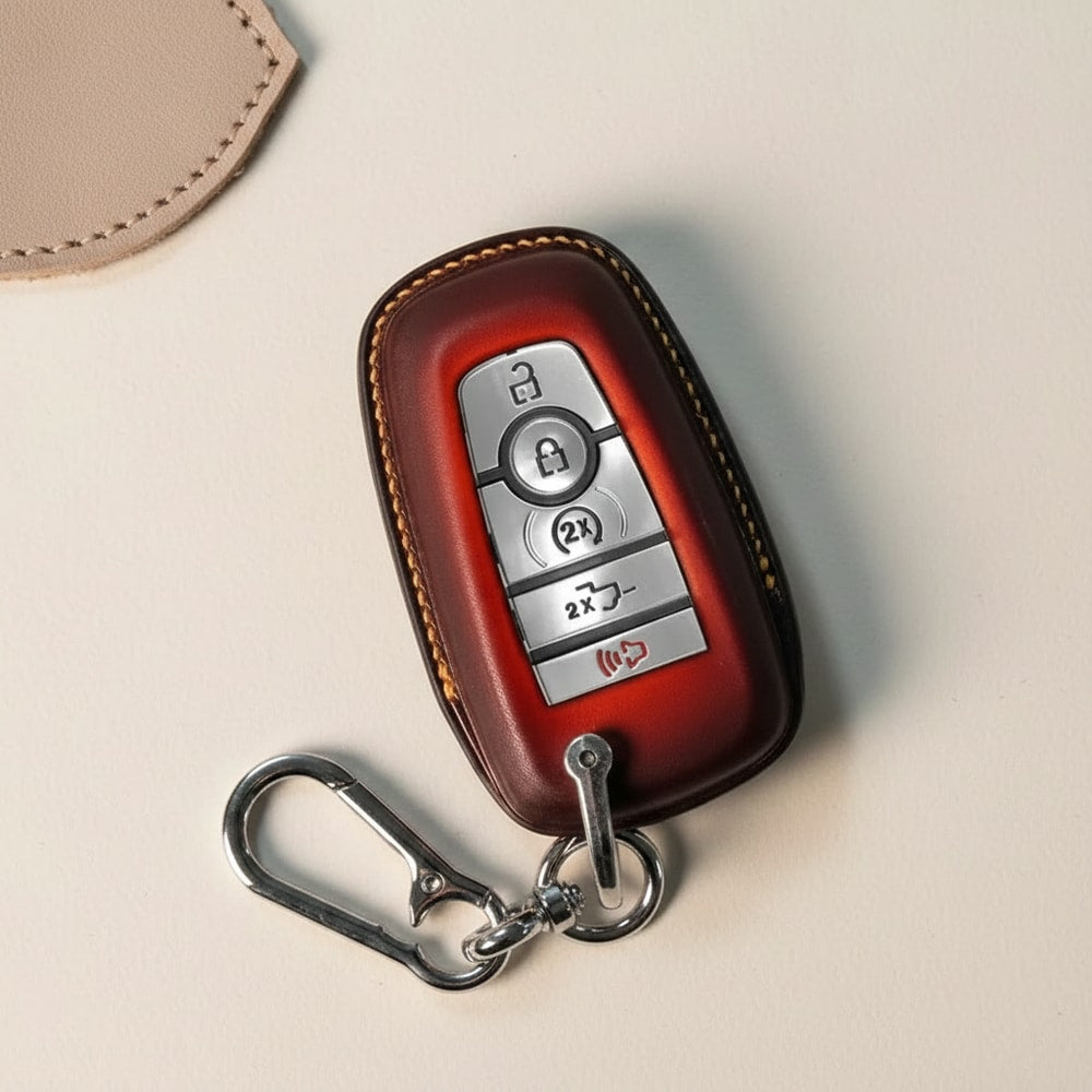 Custom Leather Key Fob Cover for Ford Maverick - View 2