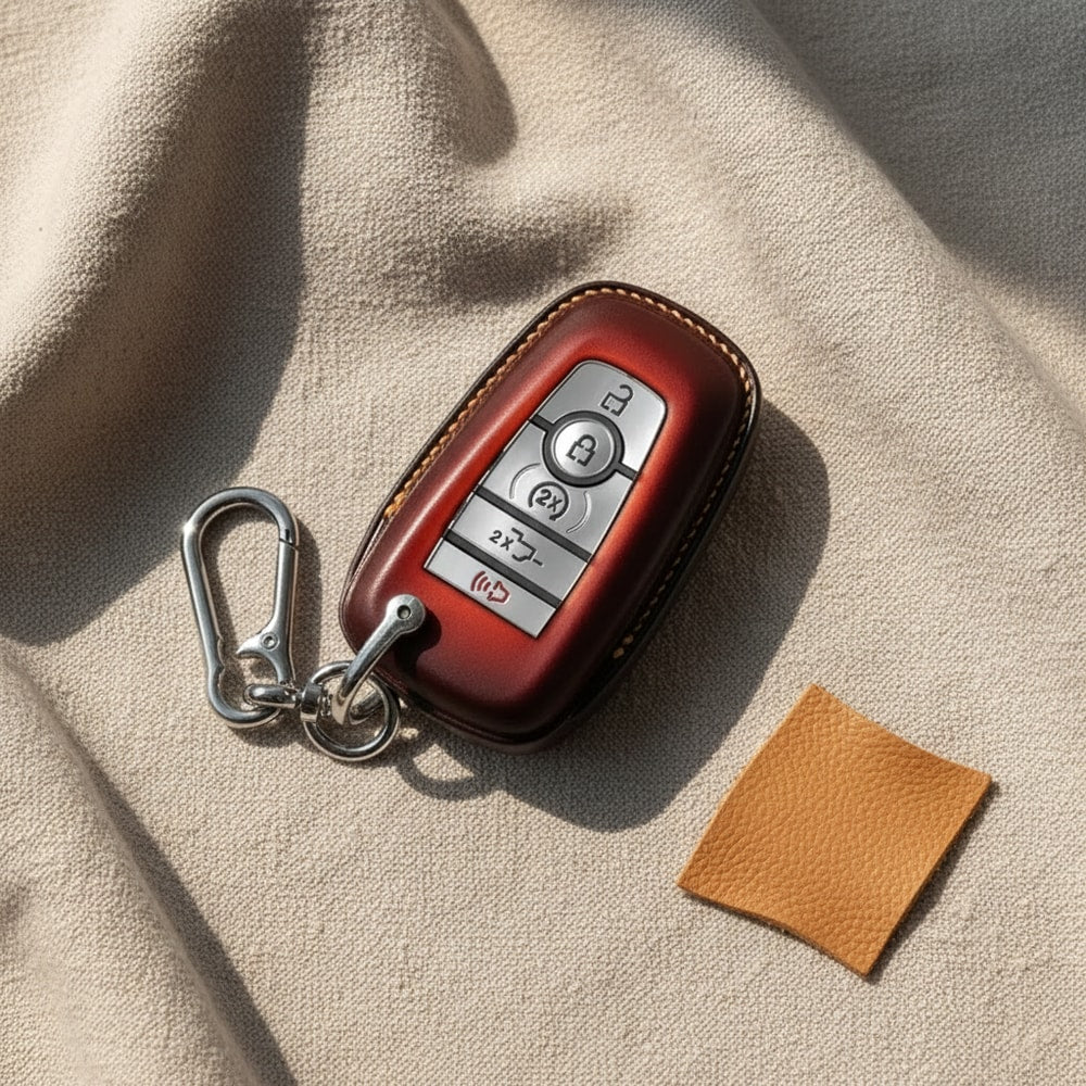 Custom Leather Key Fob Cover for Ford Maverick - View 3