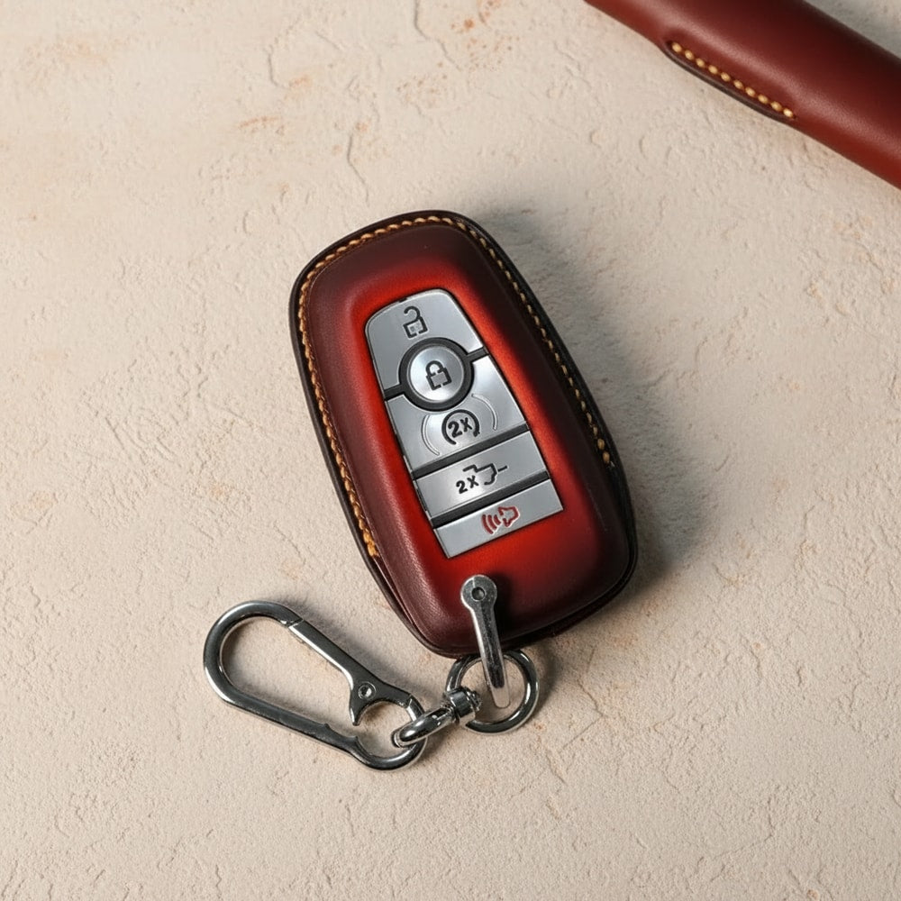 Custom Leather Key Fob Cover for Ford Maverick - View 4
