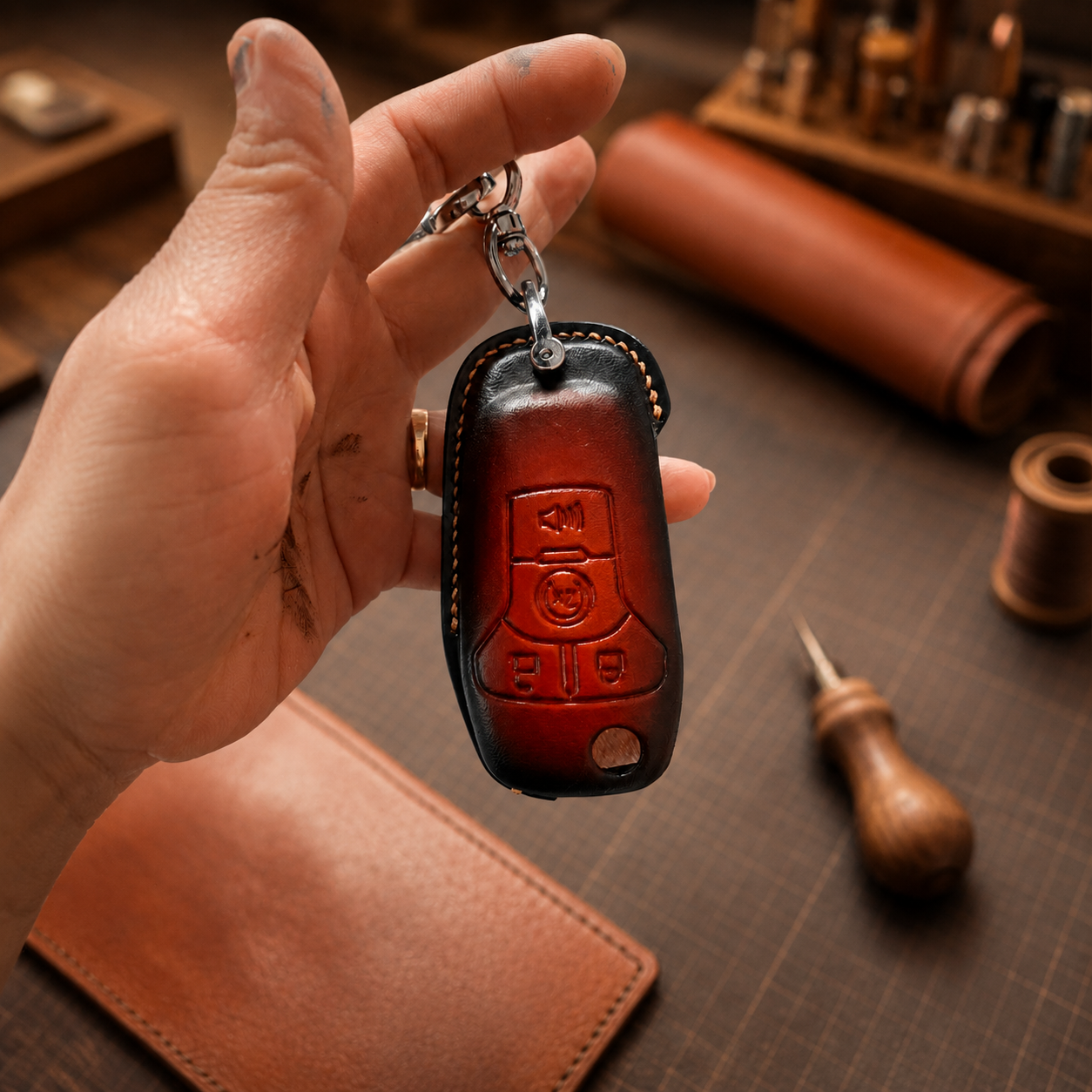 Ford flip key leather cover - custom design