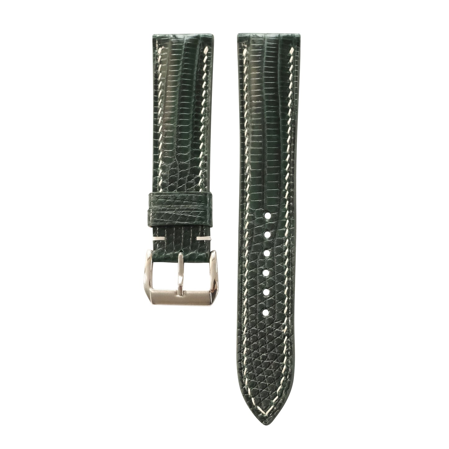 Padded Forest Green Lizard Leather Watch Strap