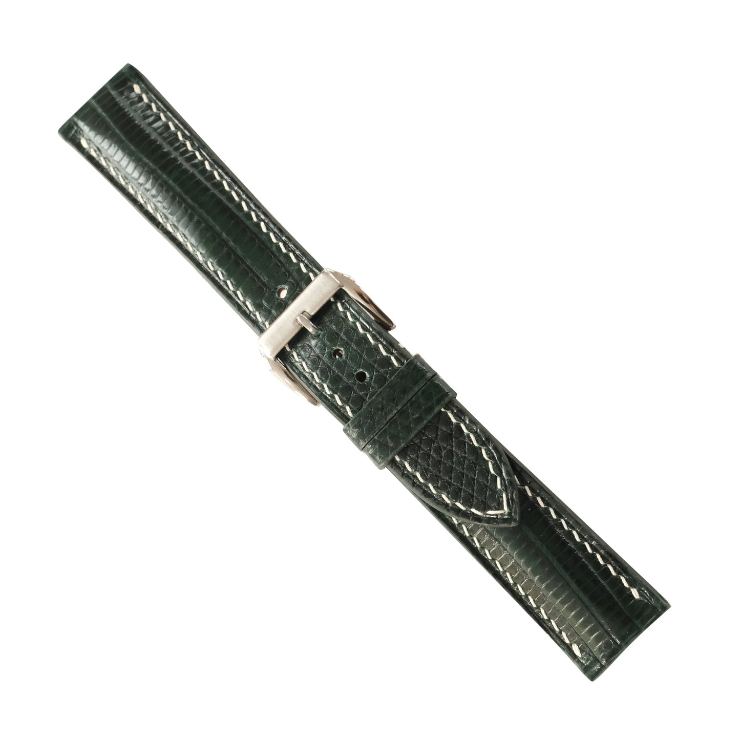 Padded Forest Green Lizard Leather Watch Strap
