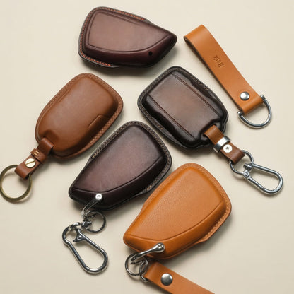 GMC Sierra Denali leather key case color options - brown, tan, cognac, burgundy