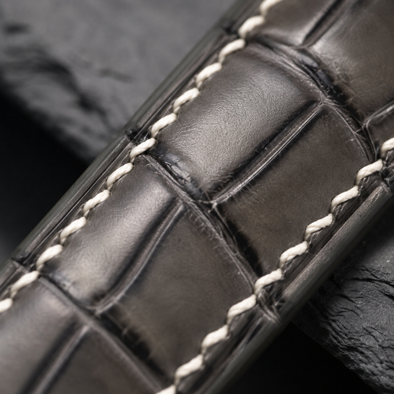Gray Alligator Leather Watch Strap