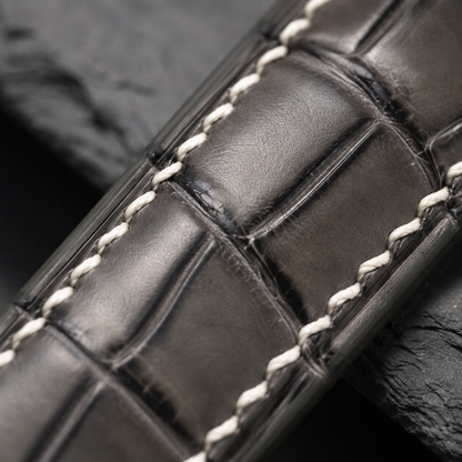 Gray Alligator Leather Watch Strap