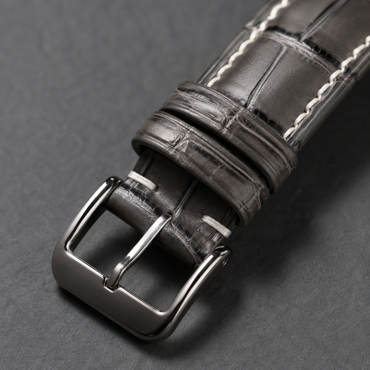 Gray Alligator Leather Watch Strap