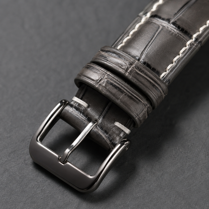 Gray Alligator Leather Watch Strap