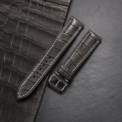 Gray Alligator Leather Watch Strap