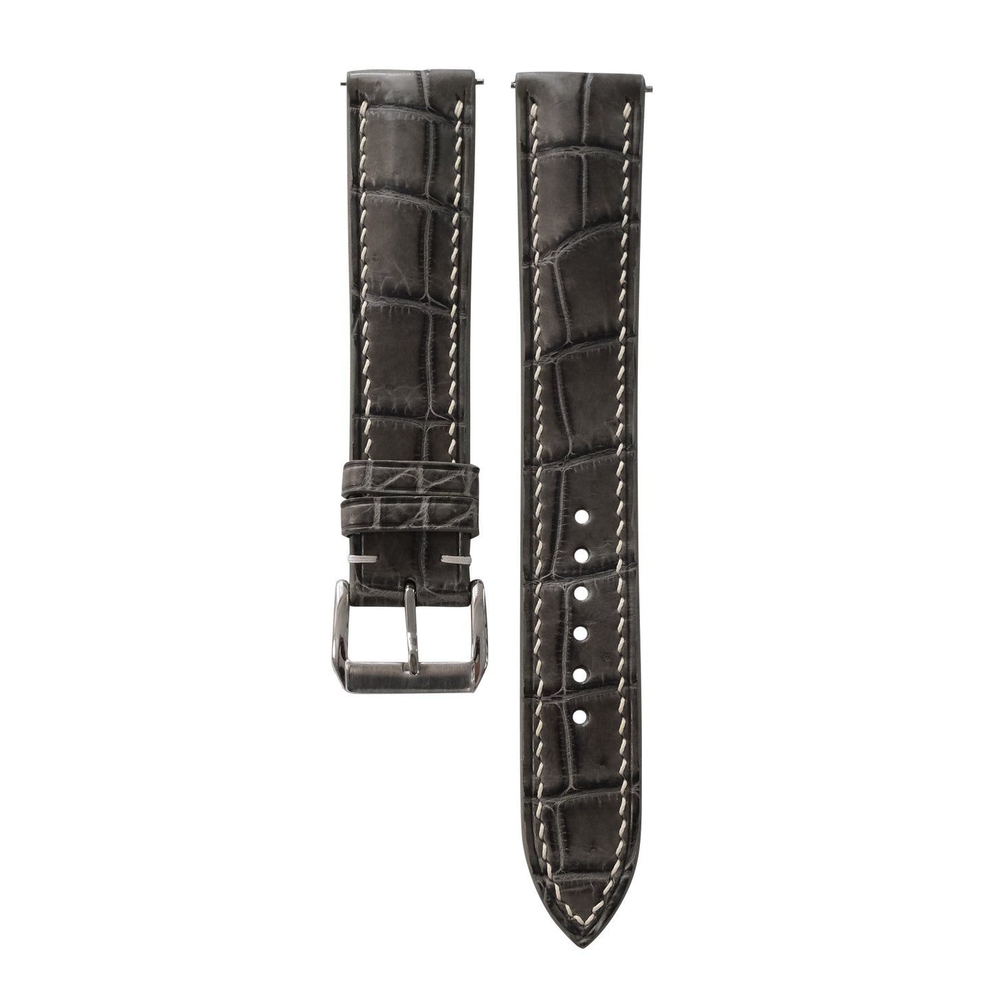 Padded Grey Alligator Leather Watch Strap