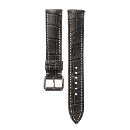 Padded Grey Alligator Leather Watch Strap