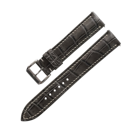 Padded Grey Alligator Leather Watch Strap
