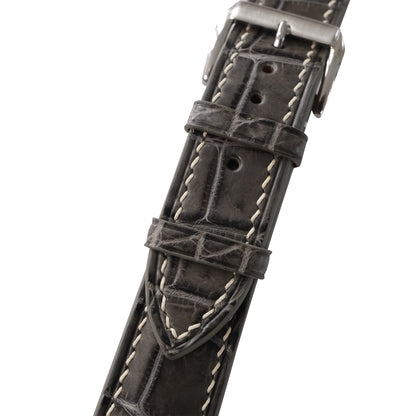 Padded Grey Alligator Leather Watch Strap