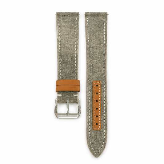 Gray Beige Sailcloth Canvas Watch Strap