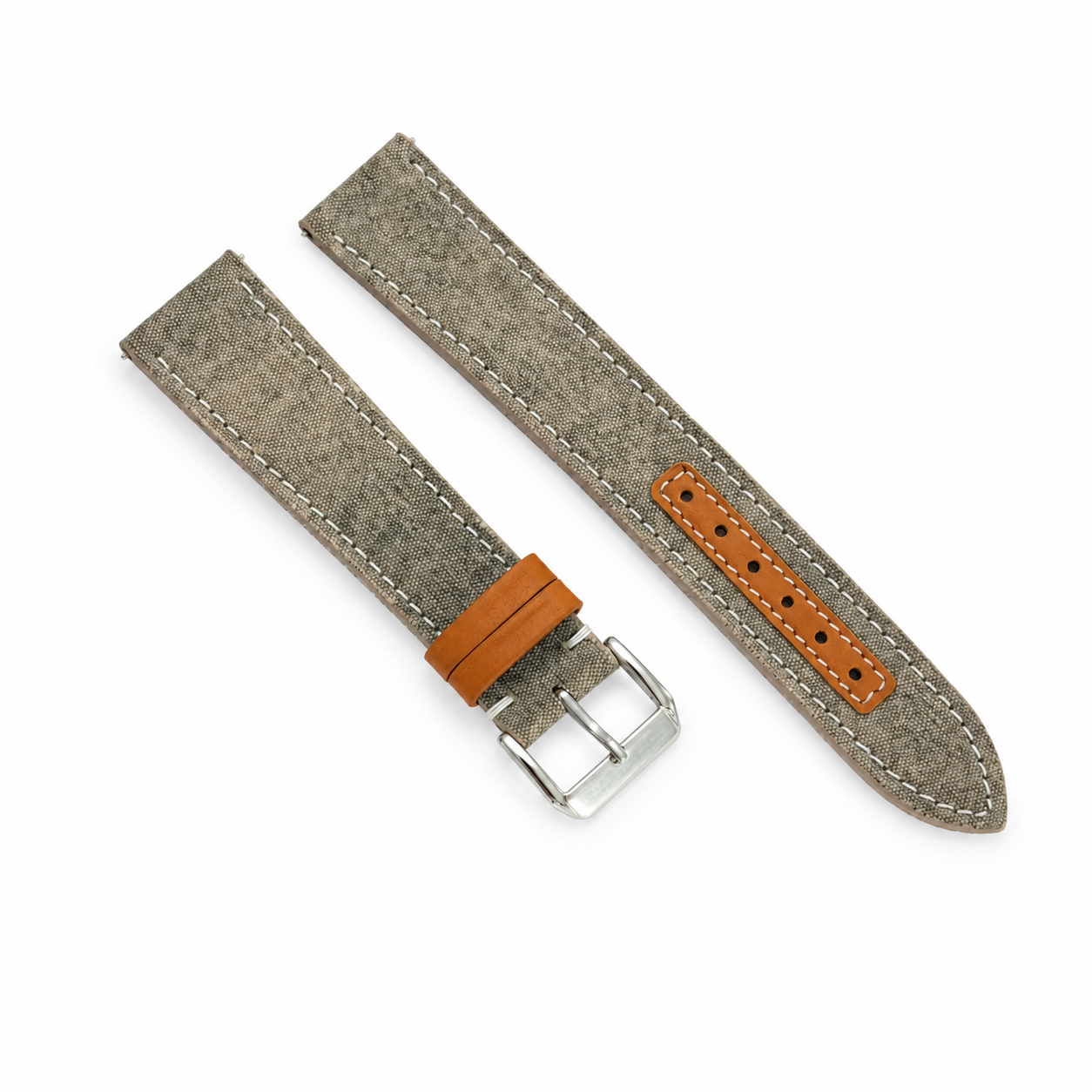 Gray Beige Sailcloth Canvas Watch Strap