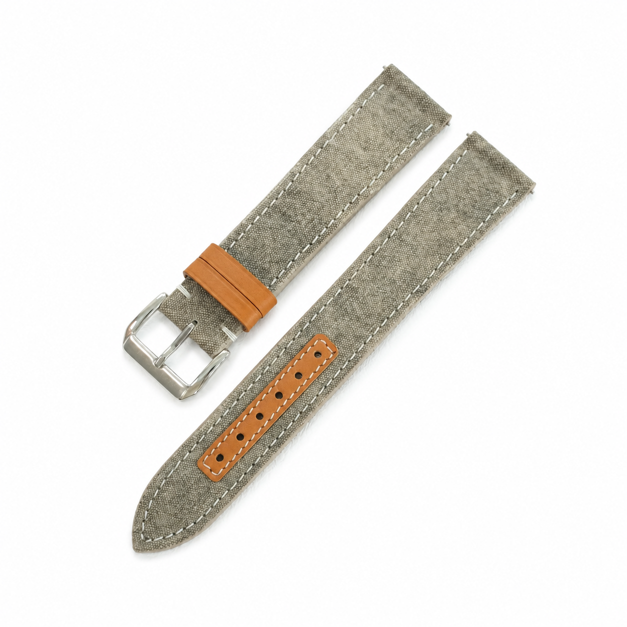 Gray Beige Sailcloth Canvas Watch Strap