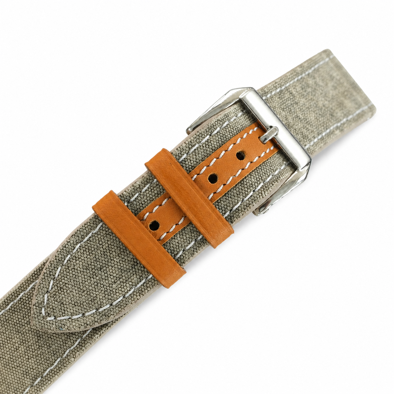 Gray Beige Sailcloth Canvas Watch Strap