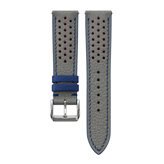 Gray Blue Rally Small Holes Togo Leather Watch Strap - hero