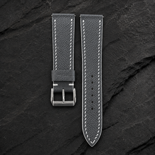 Padded Gray Epsom Leather Watch Strap - hero
