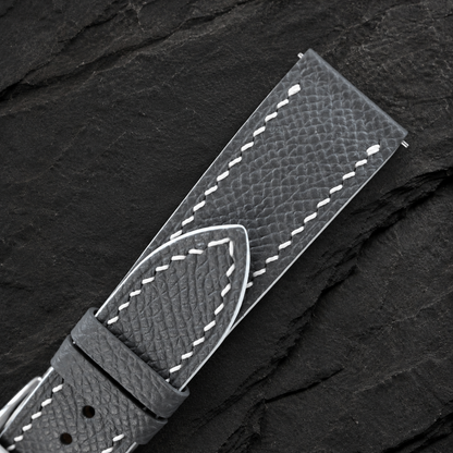 Padded Gray Epsom Leather Watch Strap - side view