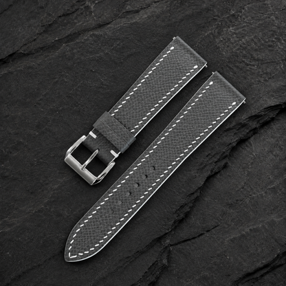 Padded Gray Epsom Leather Watch Strap - side profile