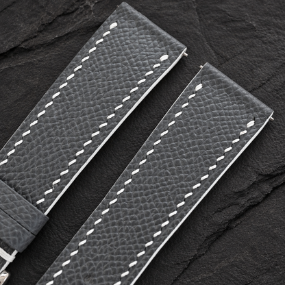Padded Gray Epsom Leather Watch Strap - buckle