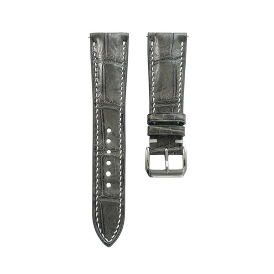 Handmade Gray Alligator Leather Watch Strap