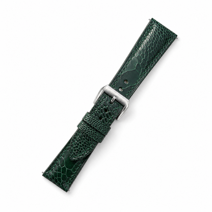 Padded Green Ostrich Leg Leather Watch Strap