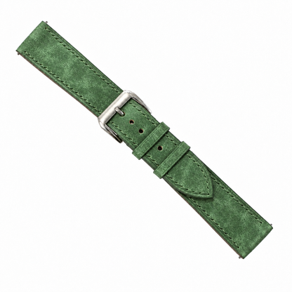 Green Pueblo Leather Watch Strap - assembled diagonal view