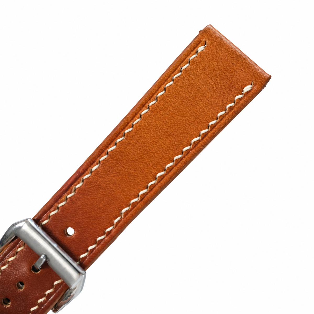 Hand-Patina Cognac Brown Veg-Tanned Leather Watch Strap - on wrist
