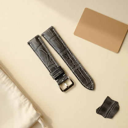 Handmade Gray Alligator Leather Watch Strap