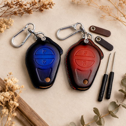 Harley-Davidson Electra Glide leather key fob cover - red and black