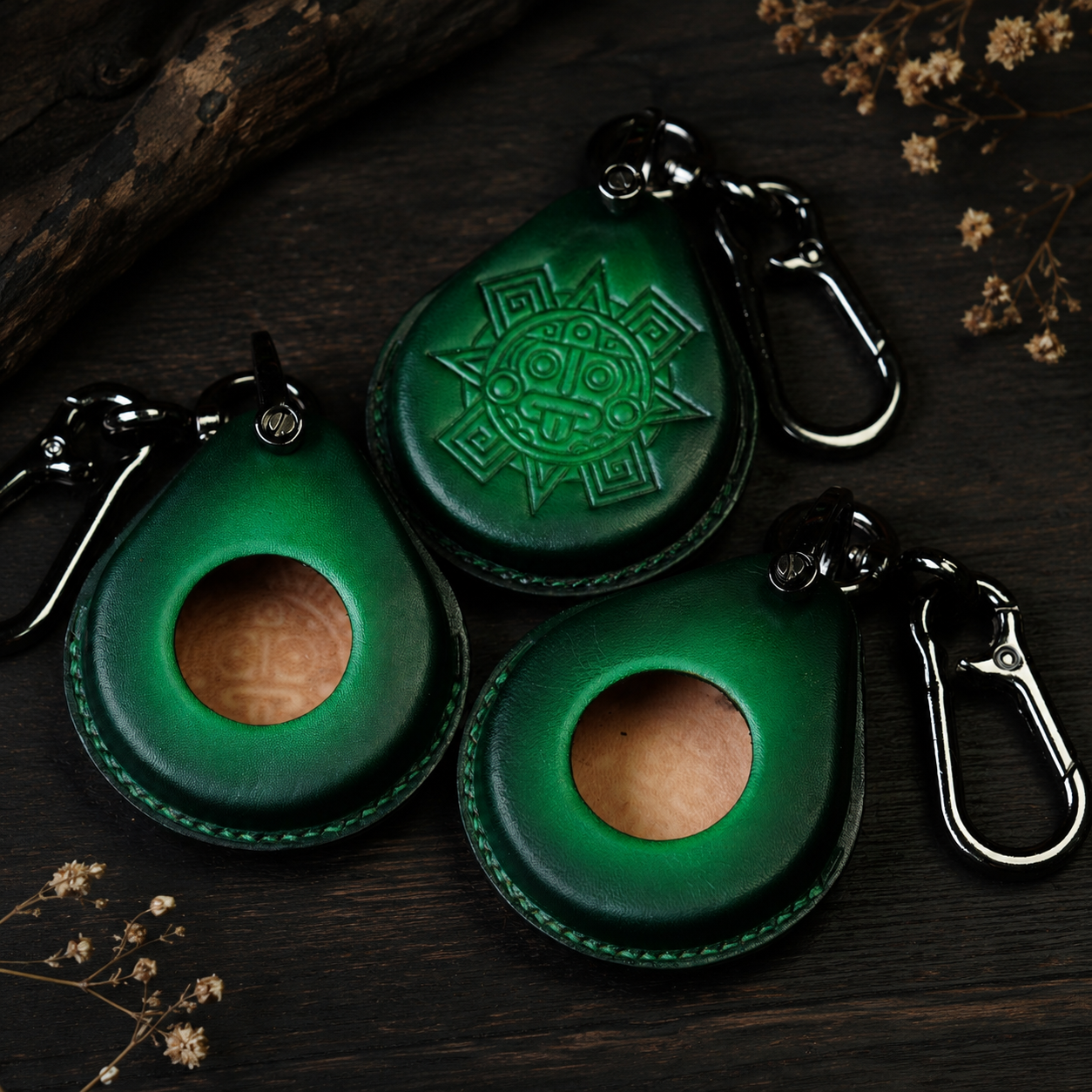Harley-Davidson Sportster S green leather keyless fob cover
