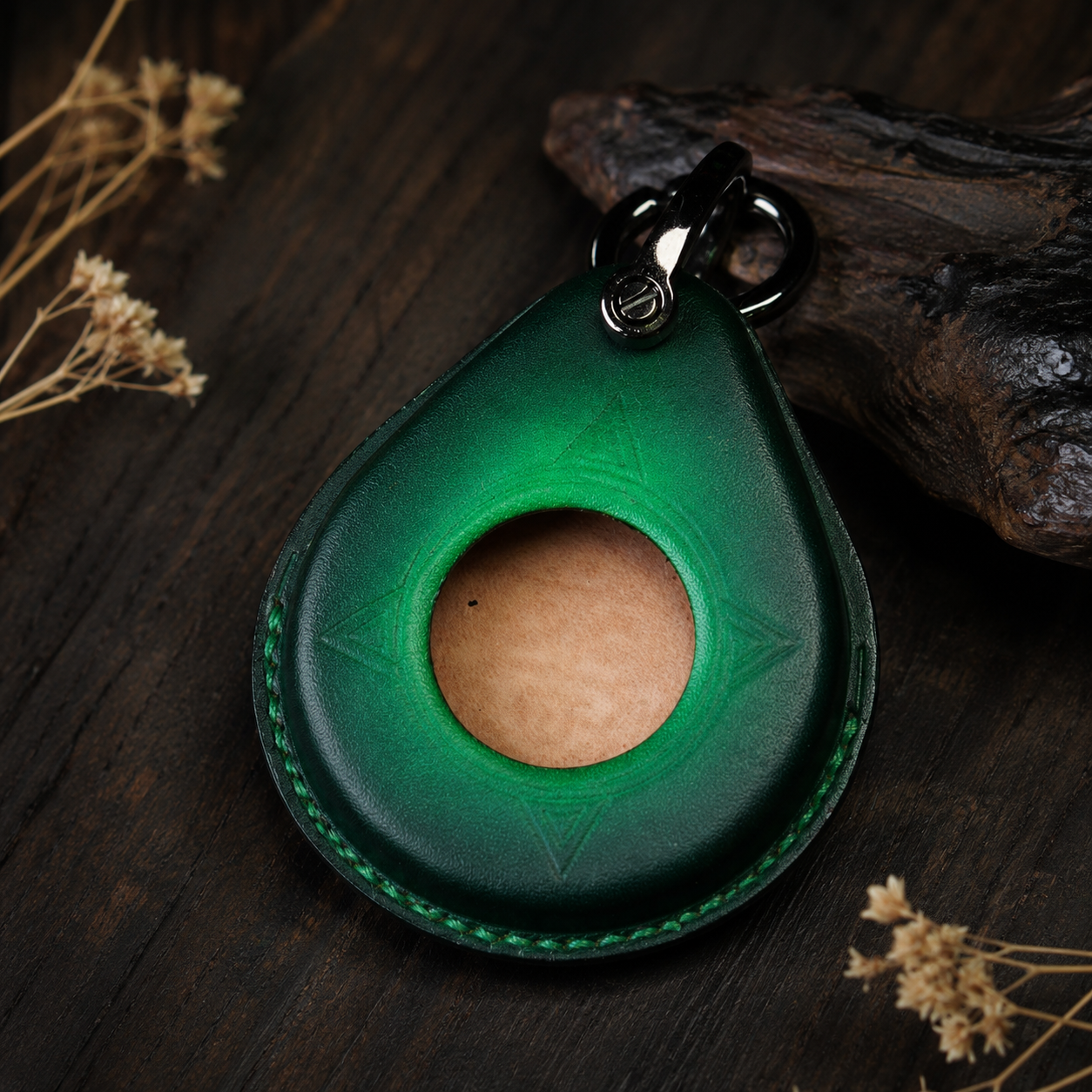 Harley keyless fob green leather cover