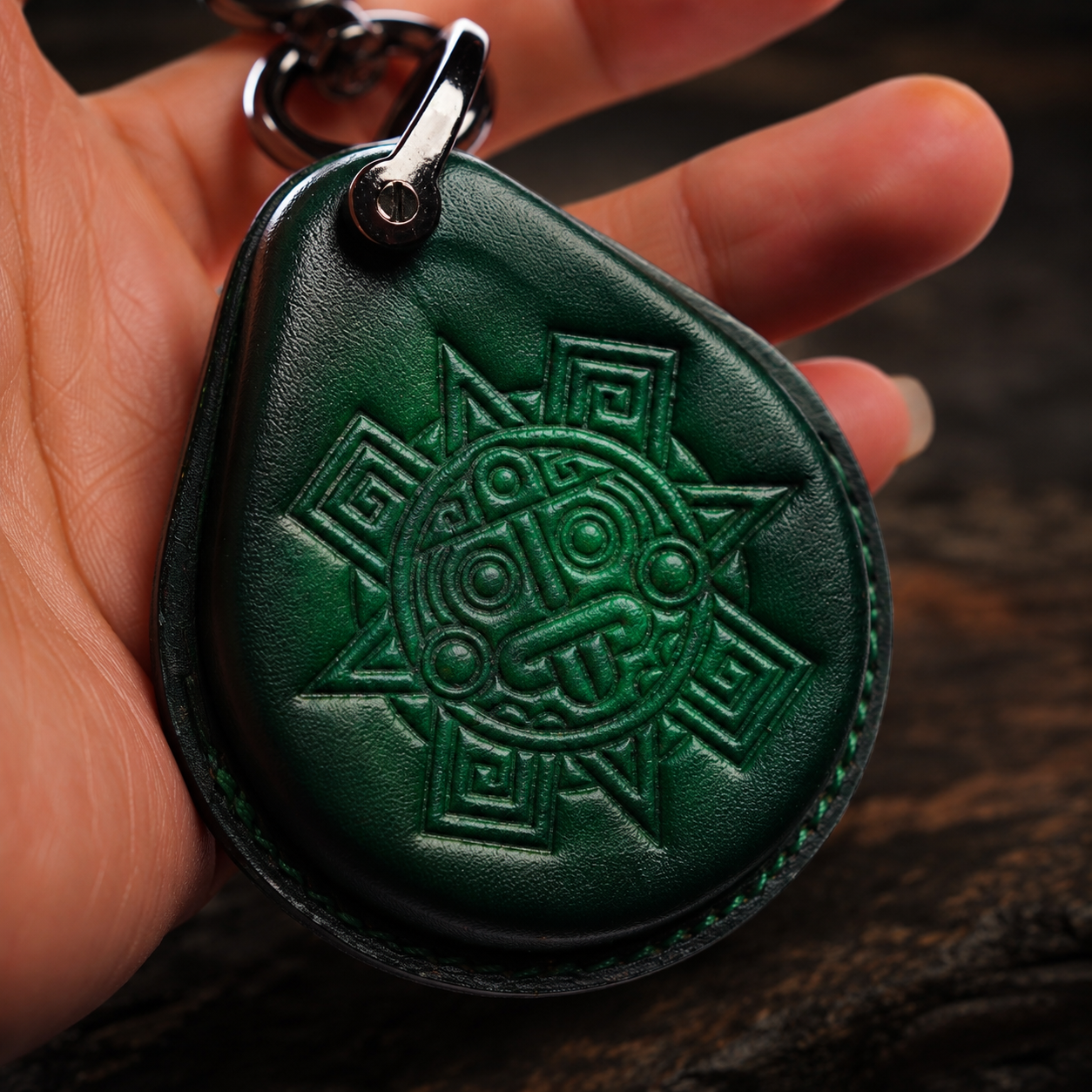 Harley keyless fob green leather cover