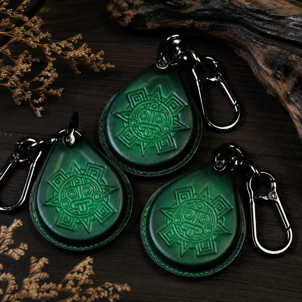 Harley keyless fob green leather cover