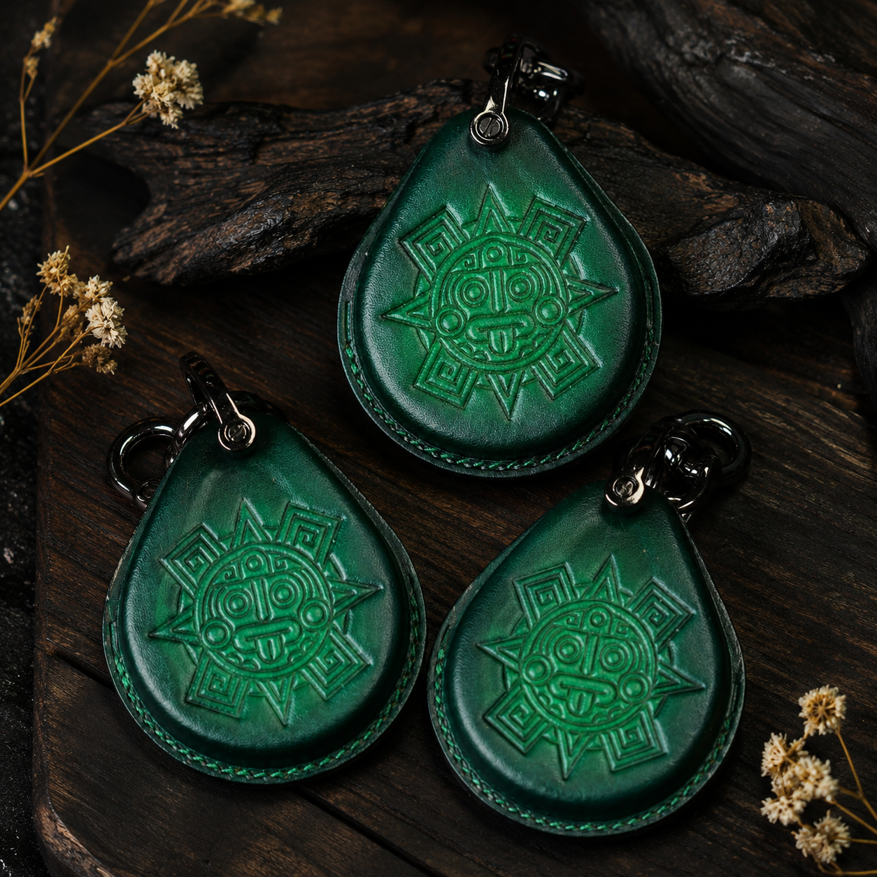 Harley keyless fob green leather cover