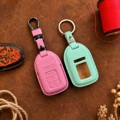 Honda CR-V leather smart key covers - pink and turquoise pair
