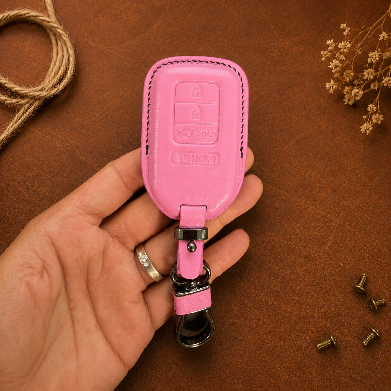 Honda CR-V leather key fob cover detail