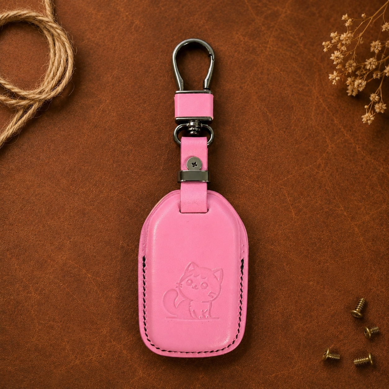 Honda CR-V pink leather smart key cover