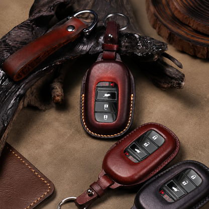 Honda CR-V and Pilot SUV leather key fob cover - burgundy