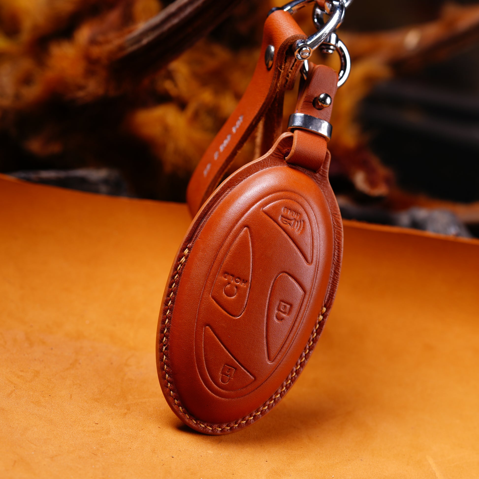 Hyundai Sonata leather key fob cover - brown