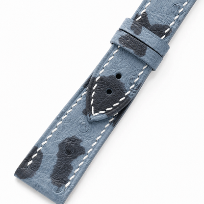 Ice Blue Camo Ostrich Leather Watch Strap