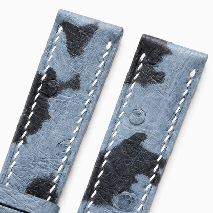 Ice Blue Camo Ostrich Leather Watch Strap
