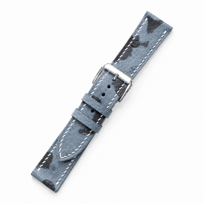 Ice Blue Camo Ostrich Leather Watch Strap
