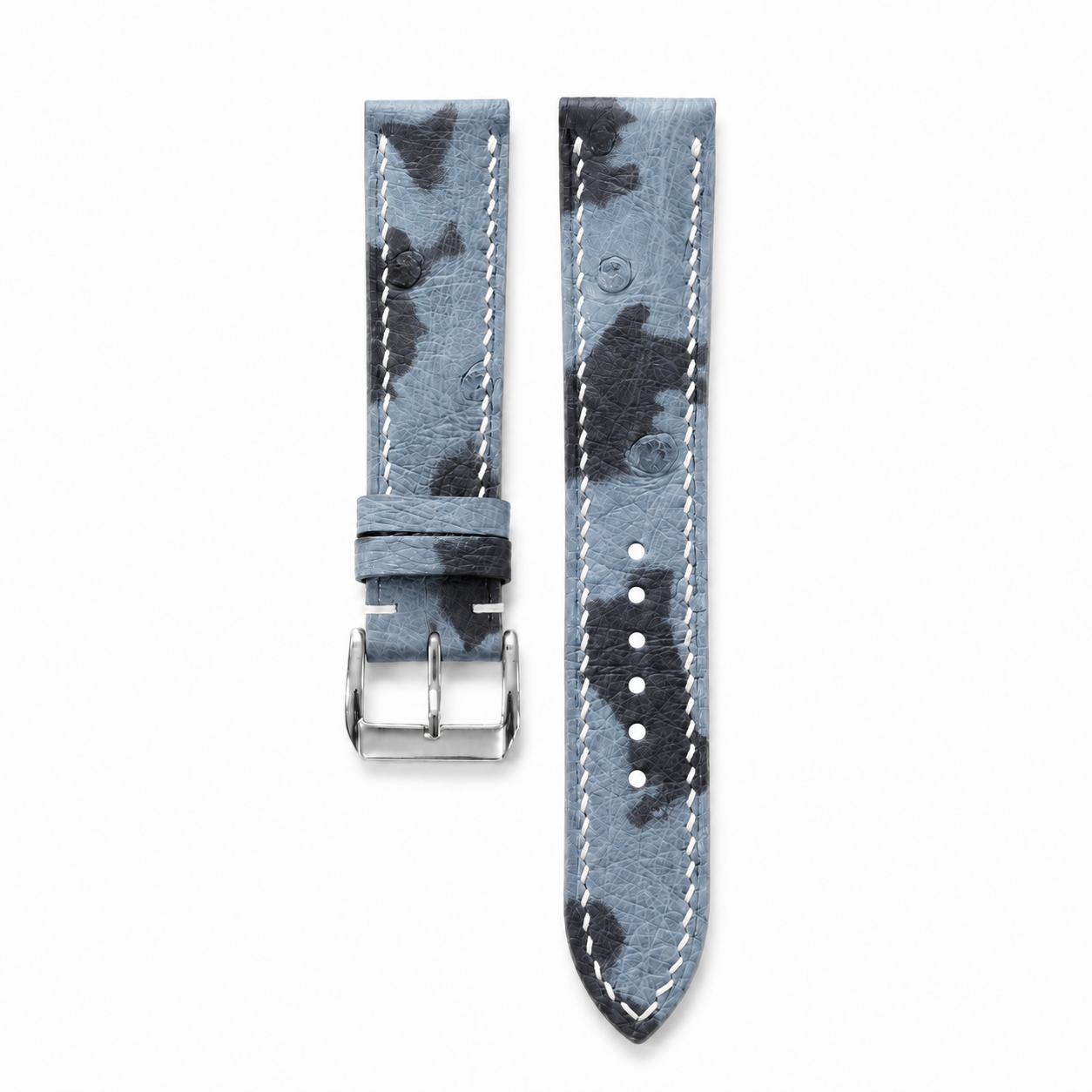 Ice Blue Camo Ostrich Leather Watch Strap