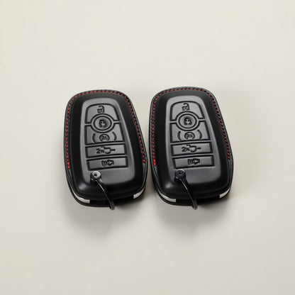Ford Mustang Shelby leather key fob — front button layout pair
