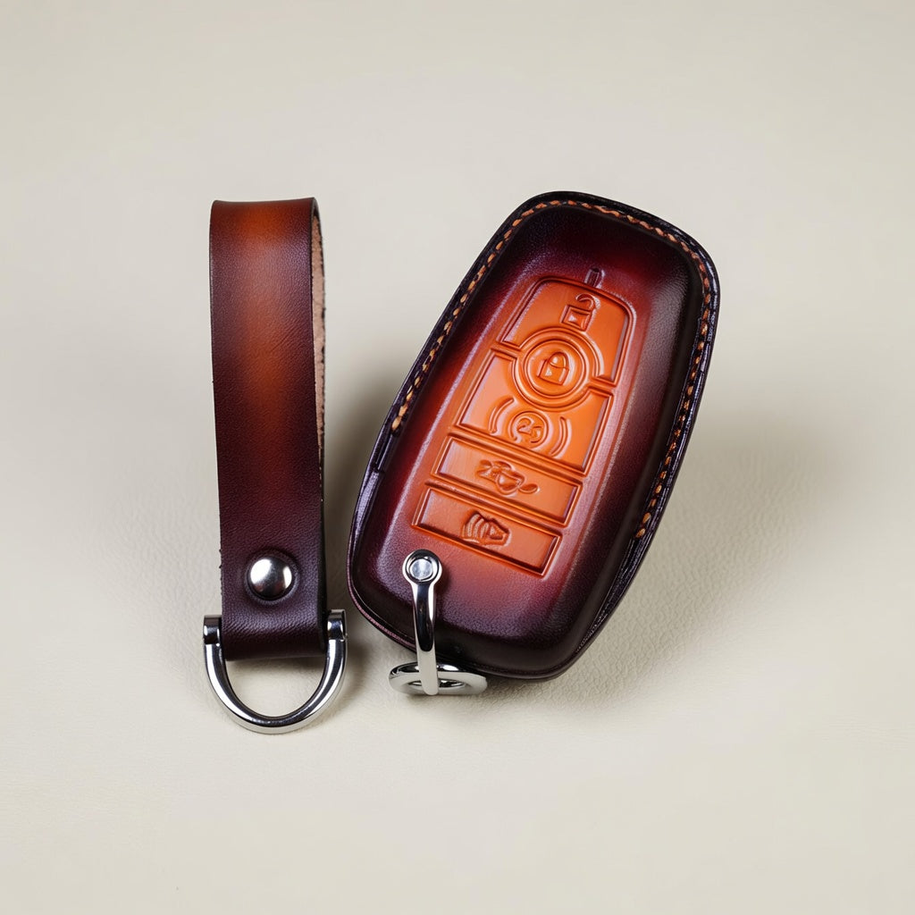 Handcrafted Leather Key Fob Cover - Compatible with Ford Trucks