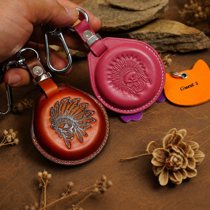 Indian round keyless fob leather cover